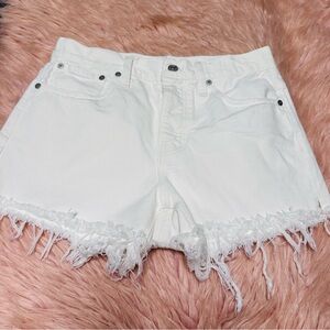 Madewell White Frayed Hem Jean Shorts
